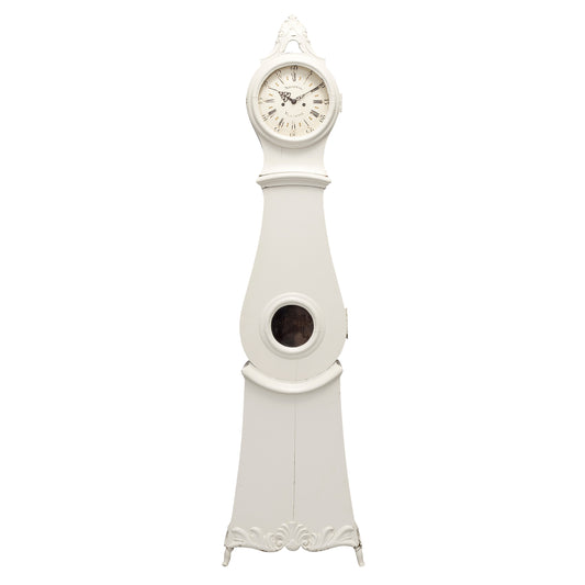 Antique Swedish Mora clock in classic white