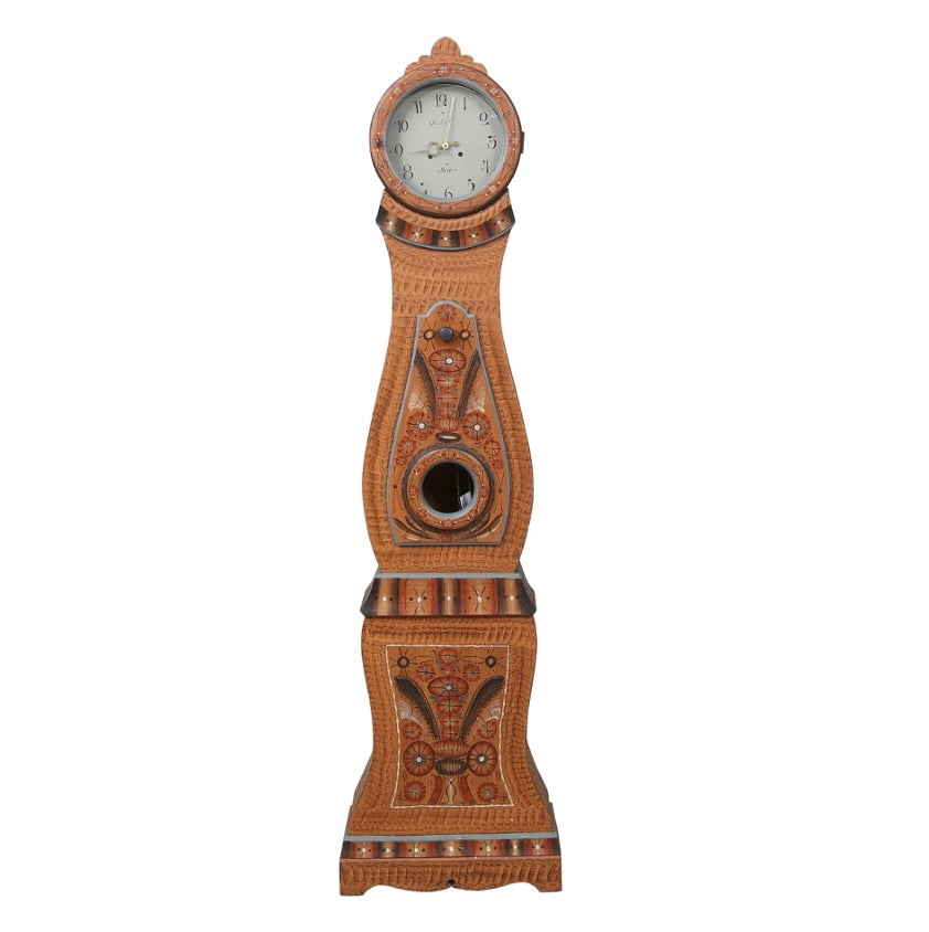 Antique Swedish Mora Clock - brown floral