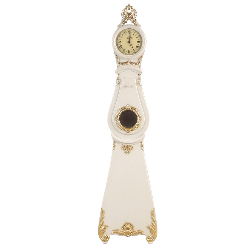 Antique Swedish Mora Clock - Cream with gold