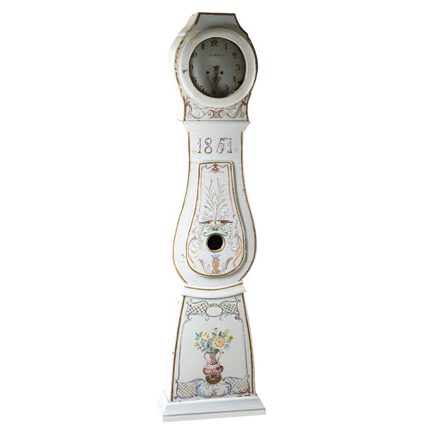 Antique Swedish Mora Clock with floral design