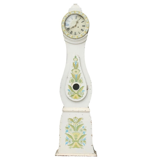 Antique Swedish Mora Clock Green with Floral Details