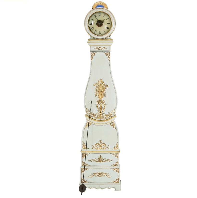 Antique Swedish White & Gold  Mora Clock